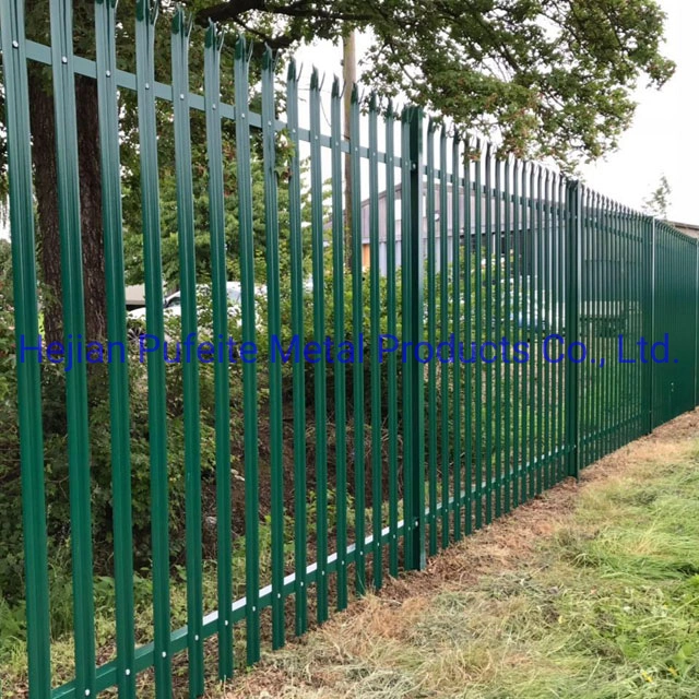 2.4m High Black Color Triple Point W Pale Steel Palisade Security Fencing
