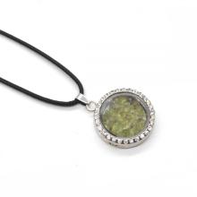 Gemstone Crystal Stone Raw Silver 30 mm Cercle Living Memorme flottante Verre Verte-liket Pendre Choker Natural Stone Charm Choker