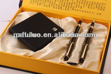 Business gift metal pen set fountain pen roller pen wallet and pen set