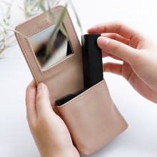 Lipstick pouch bag bridesmaid gift makeup travel bag pu leather lipstick box with mirror