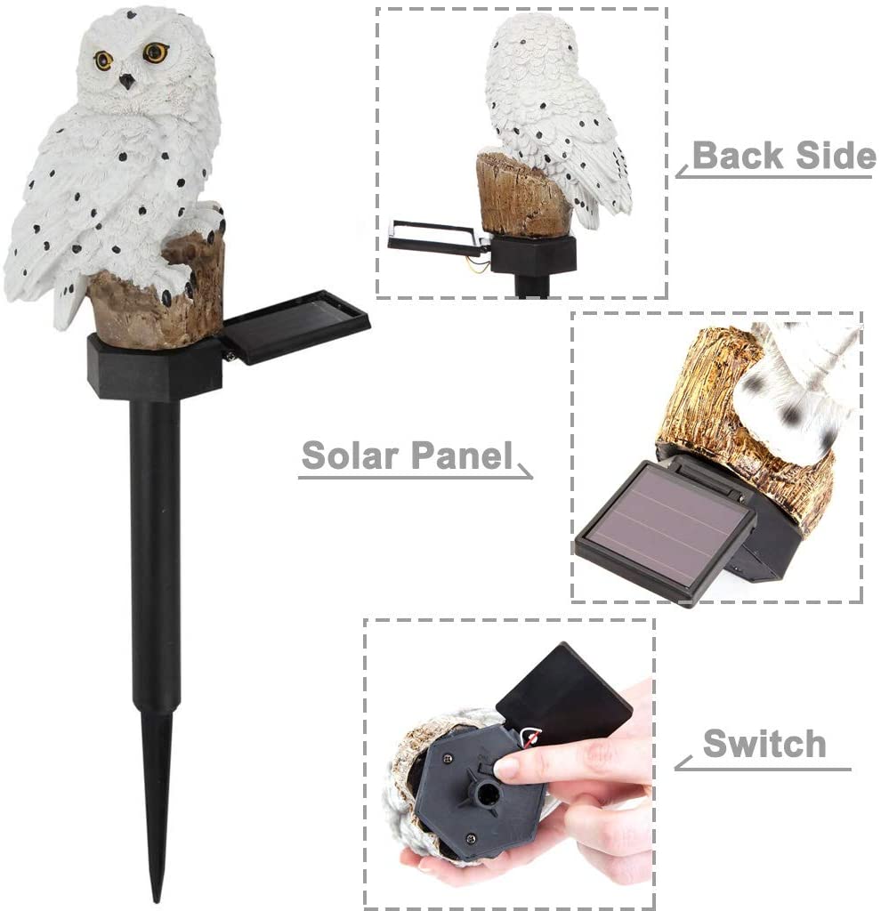 Lampu LED Solar Resin Owl dengan taruhan