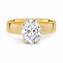 18K Wide Band Oval Lab Diamond Solitaire Ring | FLORAL JEWELRY