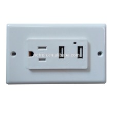 Dual USB Power Outlet White Electrical Plug (RC661) with UL Approval