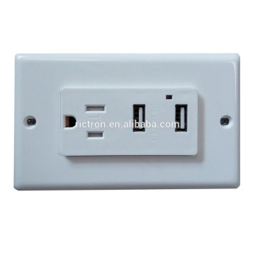 Dual USB Power Outlet White Electrical Plug (RC661) with UL Approval