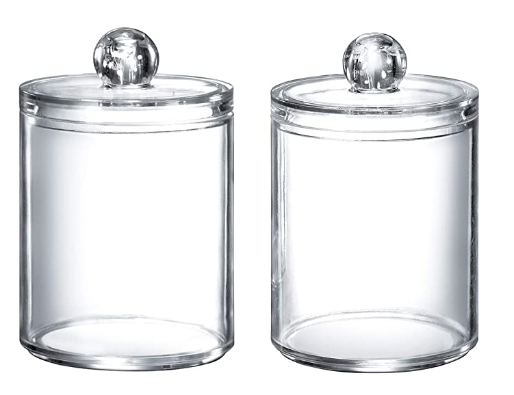 Qtip Dispenser Apothecary Jars Bathroom - Qtip Holder Storage Canister Clear Plastic Acrylic Jar for Cotton Ball,Cotton Swab,