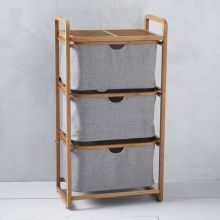 Fashion Triple Shelving Hamper Bamboo Laundry