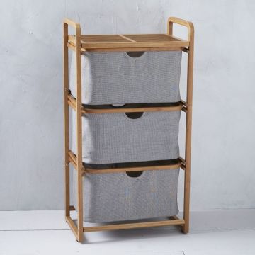 Fashion Triple Shelving Hamper Bamboo Laundry