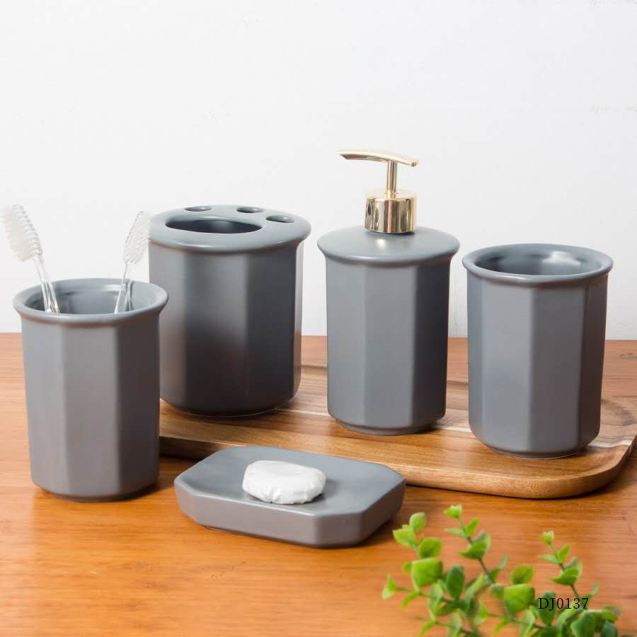 세라믹 워시 세트, 컬러 글레이즈 욕실 5 종 욕실 세트