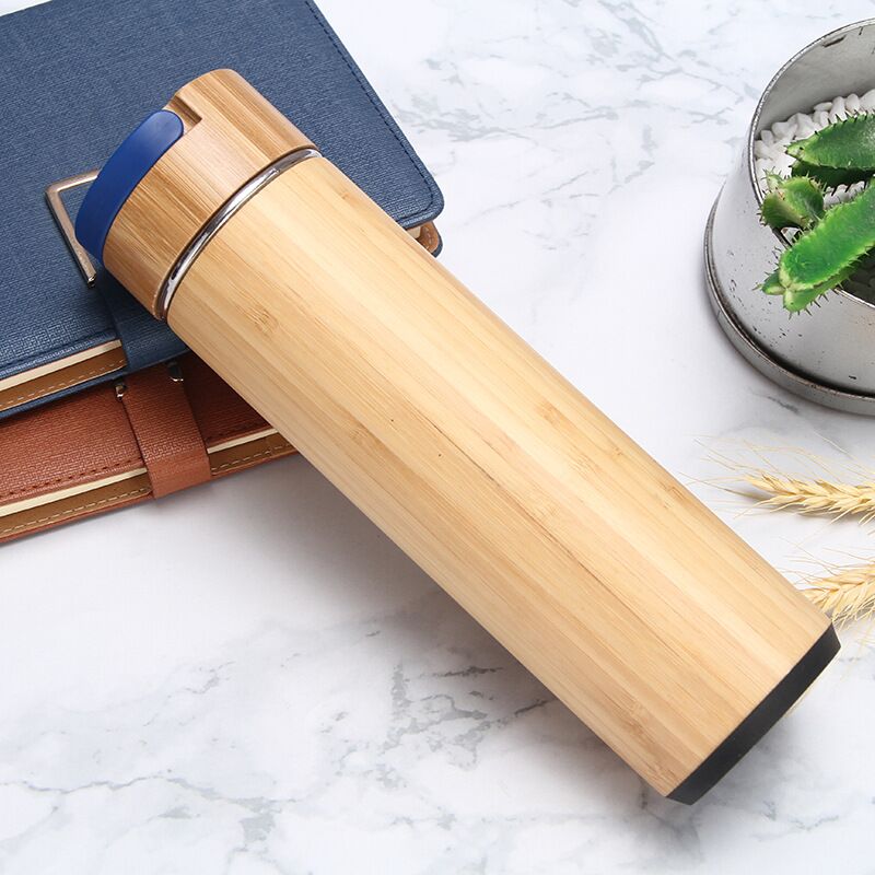 550ml Double Wall Stainless Steel Vacuum Flasks with Bamboo Lid