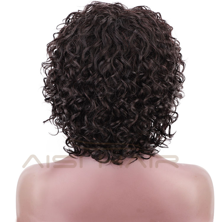 Aisi Hair Unprocessed Human Hair Natural Girls 150% Density Afro Kinky Curly Wave Short Bob Brazilian Human Hair Wig