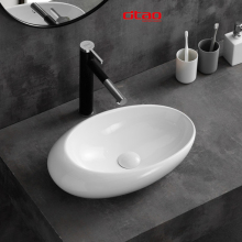 High End Oval Ceramic Hand Wash Basin for Bathroom Countertops
