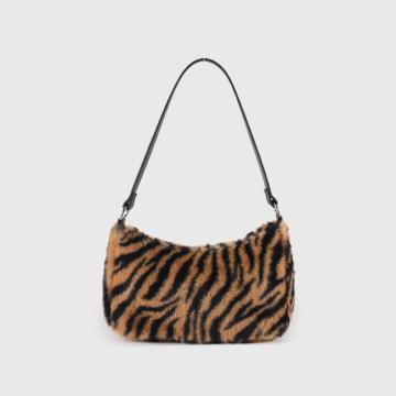 Faux Fur Animal Print Shoulder Bags for Women