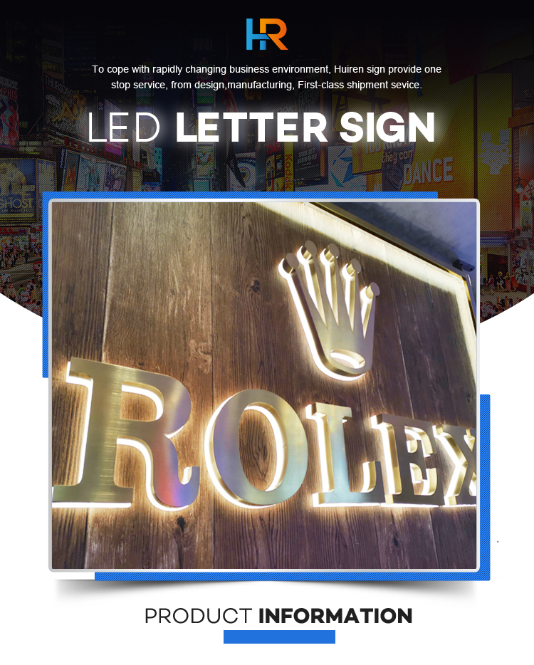 Custom Shop Store Front Metal Logo Light Up Letter Office Commercial Business Reception Led Signs 3d Signage Backlit