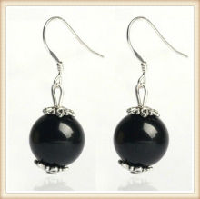 Beautiful 925 Silver Eardrop,Black Agate Earrings Fashion 2013
