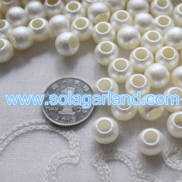 Cuentas de perlas blancas espaciador suelto acrílico de 10 * 12 mm con orificio grande de 6 mm