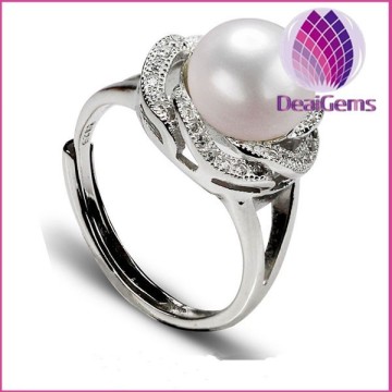 Natural freshwater pearl ring S925 silver plated platinum ypoallergenic