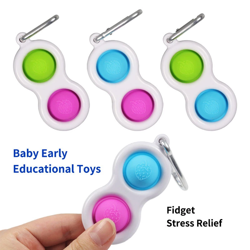 Children Toys Silicone Flipping Keychain Fidget Pop Pop Bubble Toys