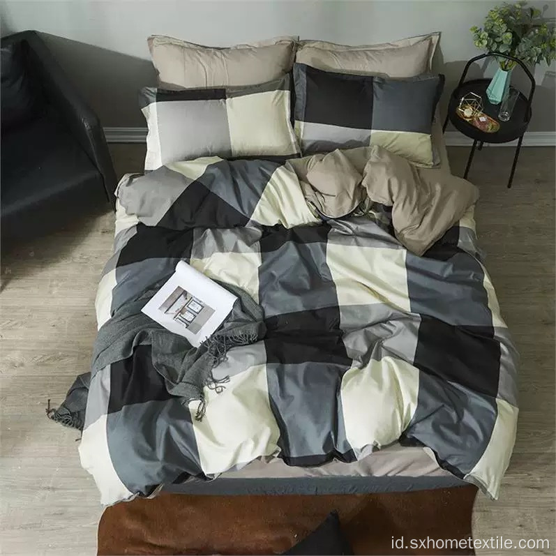 Desain Stripes Dicetak untuk Set Tempat Tidur