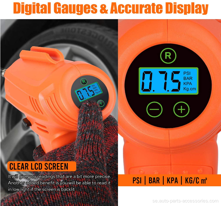 Digital Pressure Display däck Flator luftkompressorpump