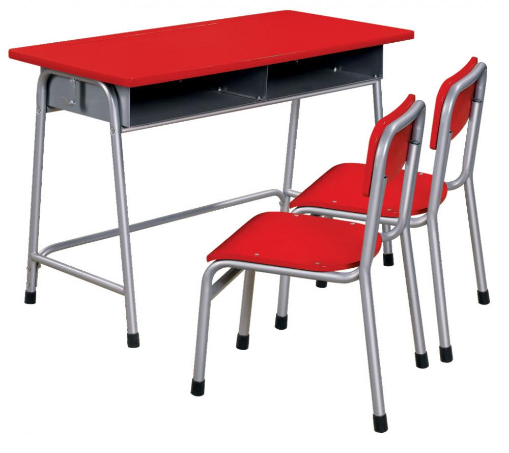 double school students study desks and chairs