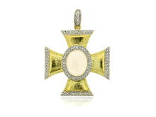 Fat pineapple cross pendant with CZ diamond