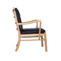 Classic Black Leather Wood Dining Chair