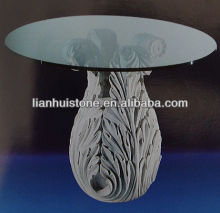 glass top stone base table, stone coffee table with glass top(customized accept)