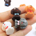 Vente chaude plus récent 3D chien coloré conception mignonne résine Chunky Cabochons 100 pièces Kawaii artisanat pour décoration porte-clés pendentifs