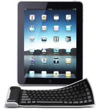Mini Rollup Space - Saving Waterproof Ipad Carrying Case With Bluetooth Keyboard