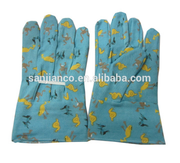 cotton hosiery garden hand gloves with PVC dots/ floral hand tools