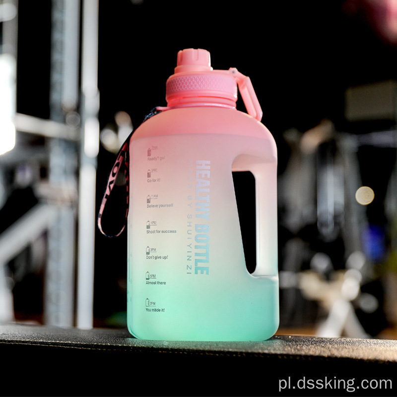 Fashion Fitness Sports Water Bottient Gradient duża pojemność Kettle słomka przenośna rączka plastikowa kubek kosmiczny