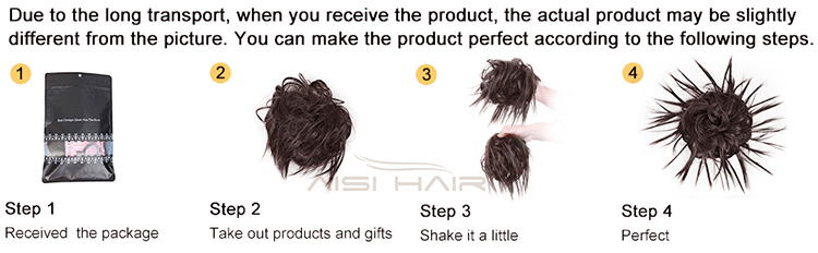 Aisi Hair Synthetic Donut Brown Chignon Curly Bun Pad Chignon Elastic Band Ribbon Ponytail Rope Rubber Hair Extension For Women