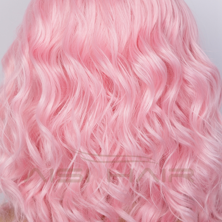 Aisi Hair Short Pink High Temperature Synthetic Lace Front Wigs For Black White Women Lace Frontal Pre Plucked Body Wave Wigs
