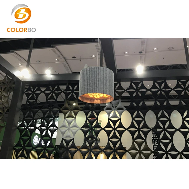 Custom OEM Suppliers Black Pet Acoustic Panel Hotel Decoration Ceiling Hanging Round Ceiling Lamp Shade