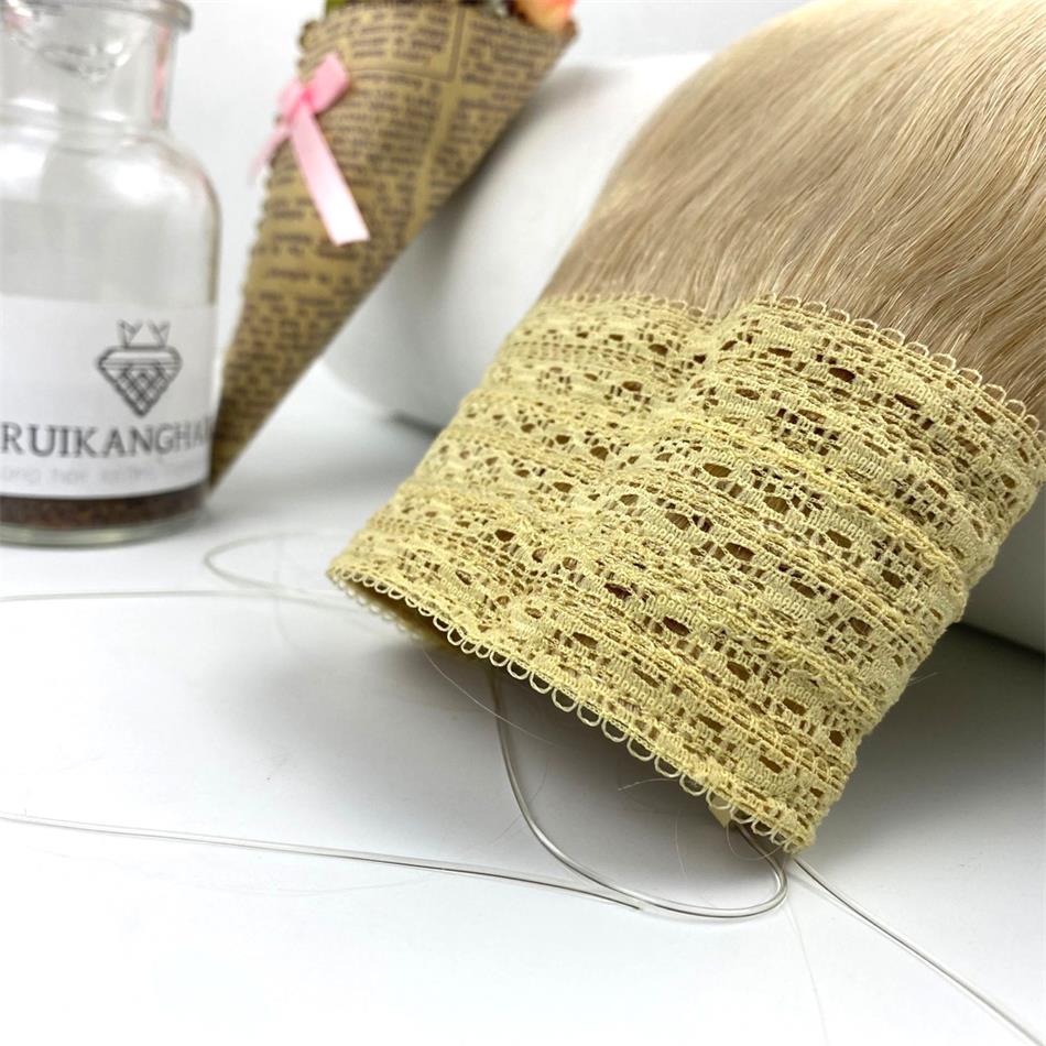 Drop shipping Own Band Remy Halo Hair Piece Highlight Color Silk Straight Real Brazilian Human Hair Halo Hair Extension