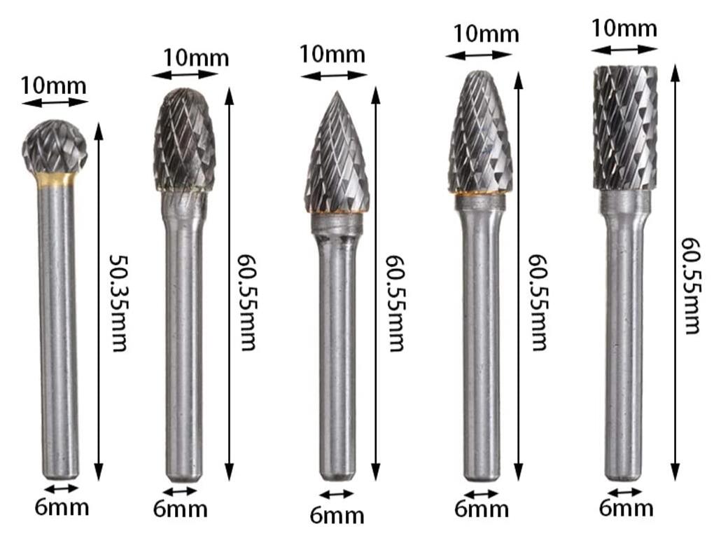 Rotary Carving Burrs Cutter Tungsten Steel Cut Die Grinder Burrs Set with 1/8"(3mm) Shank Drill Bit