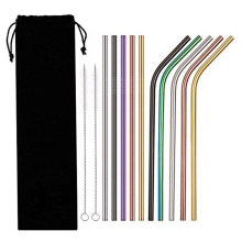 10 Pcs Multicolor Reusable Stainless Steel Drinking Straws