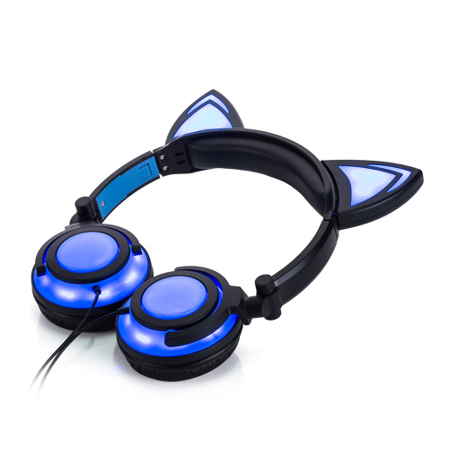 ヘッドフォン猫耳ヘッドセット充電式LED折りたたみ式イヤホン