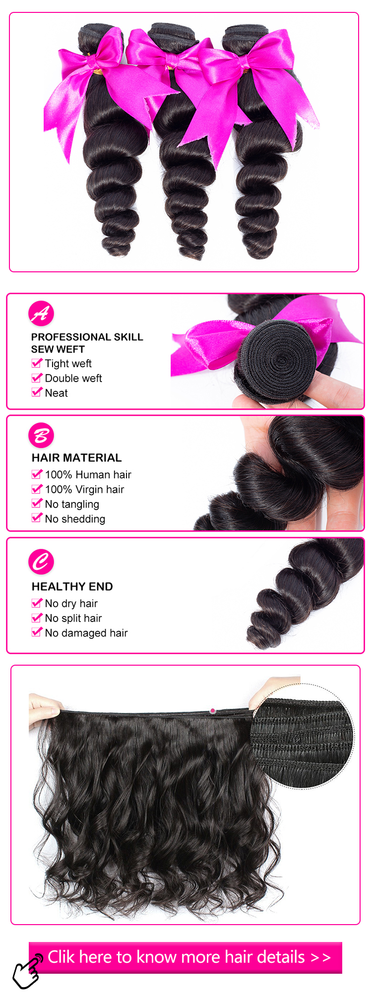 9A Virgin Human Hair Cheveux Indien, High Quality Perruques De Cheveux, Wholesale Super Soft Loose Wave Human Hair Bundles