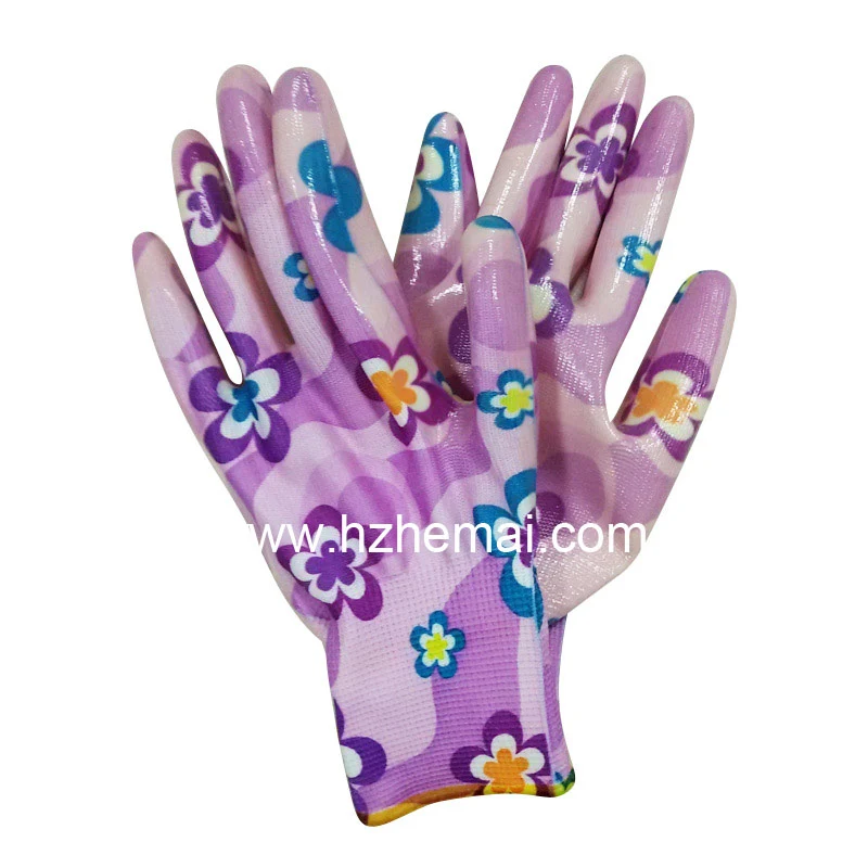 New Design Polyester Nitrile Garden Gloves