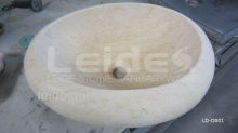Oval countertop basin beige antique marble sink
