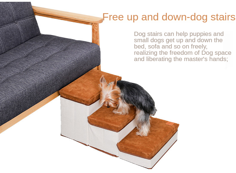 Foldable Storage Pet Dog Stairs Steps on The Bed Sofa Soft Surface Non-slip Puppy Climbing Ladder