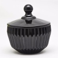 Glass Embossed Black Candle&Candy Jar with Lid