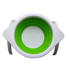 Kitchen Foldable Strainer Basket With Folding Stand