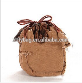 khaki jute drawstring bags