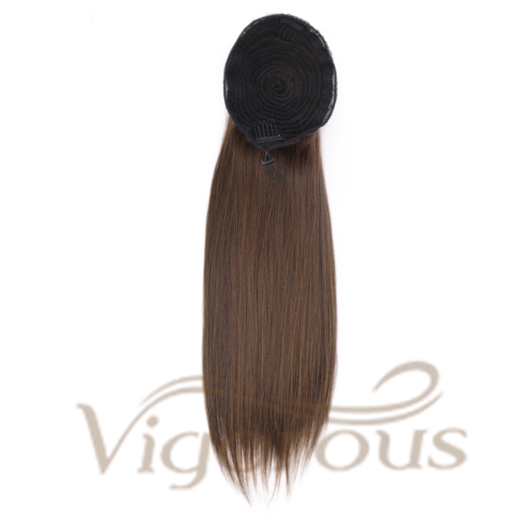 High Quality With Hairpins Wrap Around Drawstring For Black Women Grey Straight Scrunchies High Ponytail Hair Piece Extensions