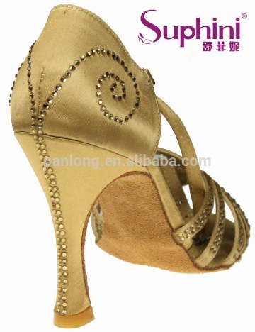 Light Tan Diamond Heel Handmade Crystal Dance Shoes