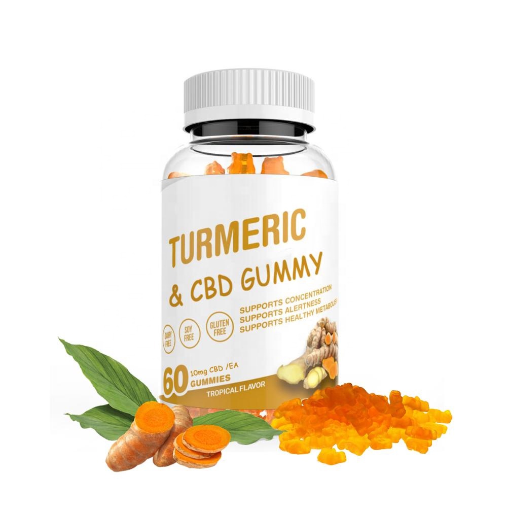 Organic supplements vitamins gummy pectin Turmeric CBD gummies infused 100% vegan White Label CBD candy