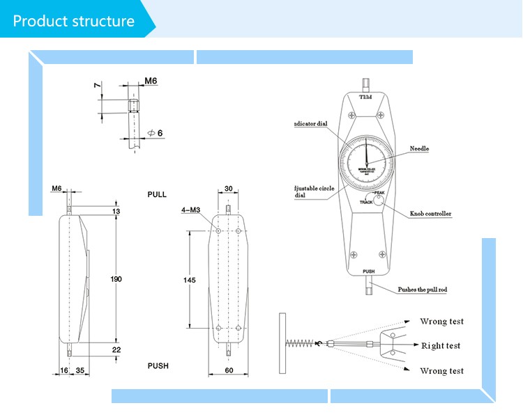 Dial Push Pull Analog Mini Force Gauge Meter