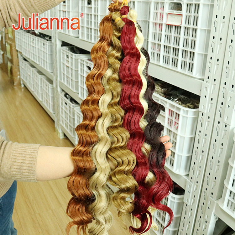 Julianna kanekalon 22" 85g synthetic deep wave crochet hair bulk hair deep twist ombre braiding hair